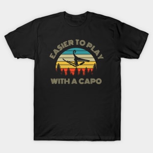 Easier to Play with a Capo Retro Vintage Sunset T-Shirt